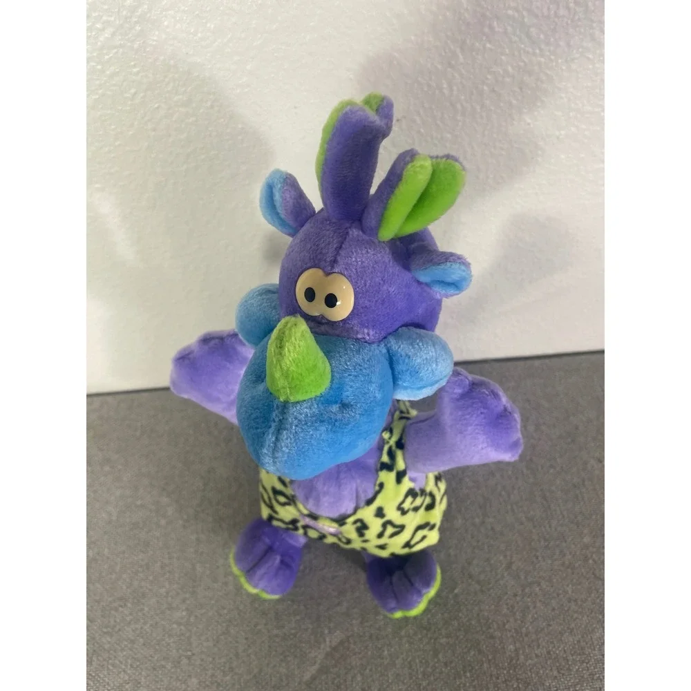 Dan Dee Purple Dinosaur Plush Neon Green Leopard Print Tank Top Interactive Toy